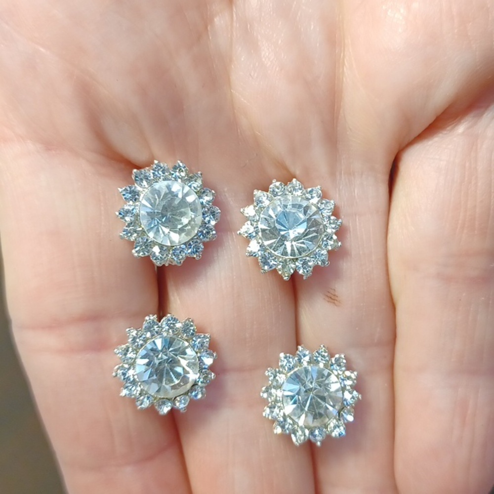 NEW! 4 large  Hair Pins Clear Rhinestone Design - wedding - bridal 5769